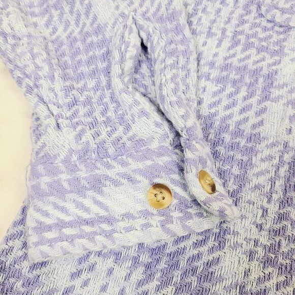 NEW Urban Outfitters Shacket S Purple Blue Woven Knit Oversized Button-Front Top - Picture 5 of 13